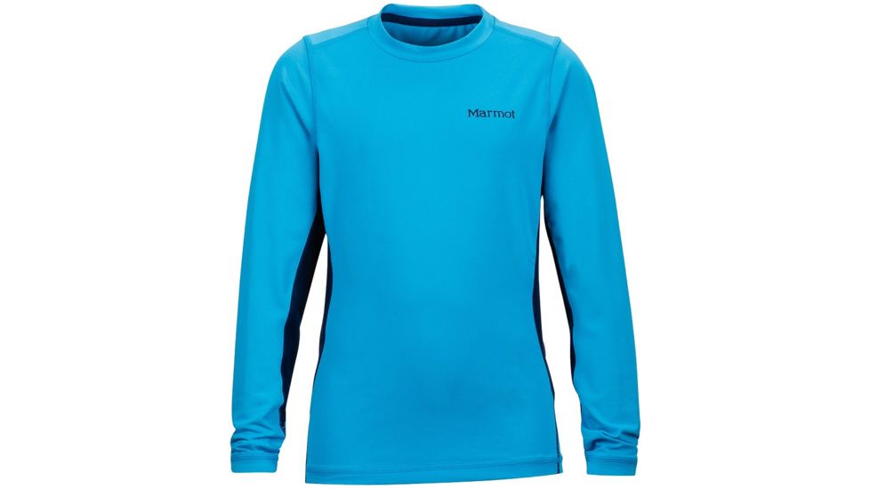 Marmot Kestrel Long Sleeve Crew - Boy's-Large-Bahama Blue/Arctic Navy