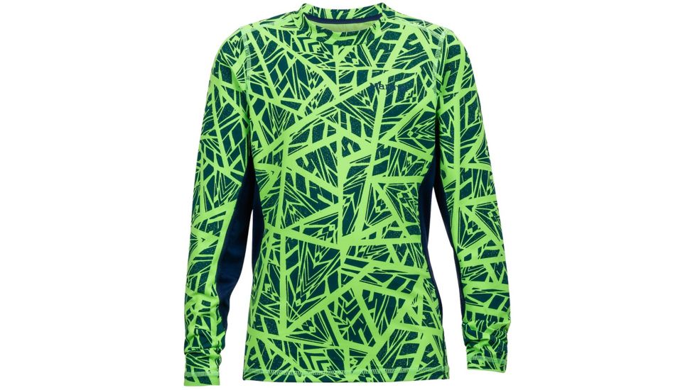 Marmot Kestrel Long Sleeve Crew - Boy's-Medium-Vibrant Green Shred