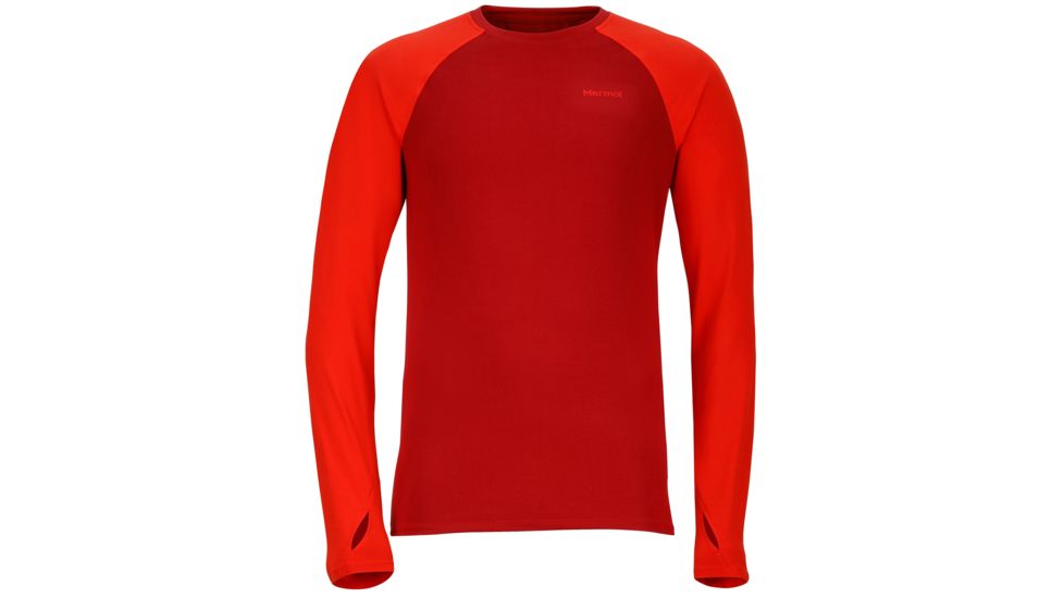 Marmot Kestrel Long Sleeve Crew - Men's -Brick/Rocket Red-Small