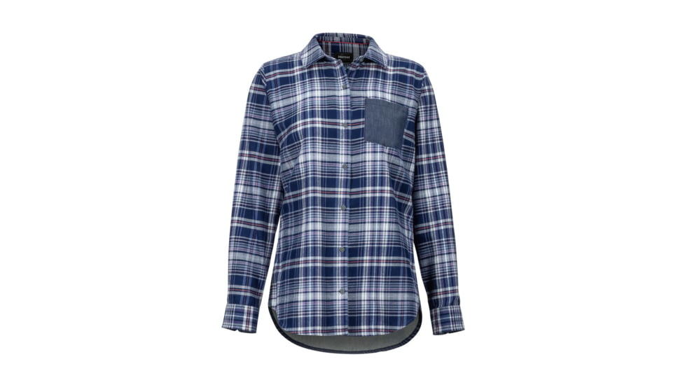 Marmot Lakota LtWt Flannel Long Sleeve - Womens, Bright Steel/Storm Chambray, Medium, 47210-BS/SC-M-DEMO