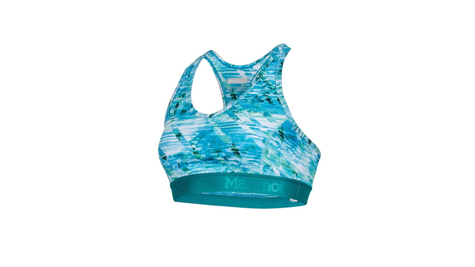 Marmot Layer Up Sports Bra - Womens, Malachite Jet Stream, Extra Small 59830-8656-XS