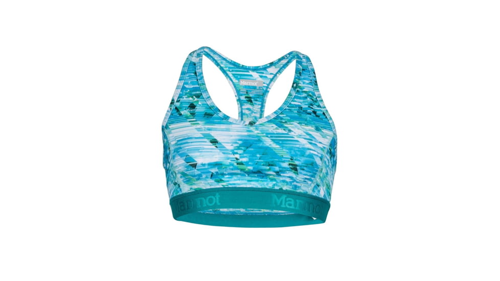 Marmot Layer Up Sports Bra - Womens, Malachite Jet Stream, Extra Small 59830-8656-XS