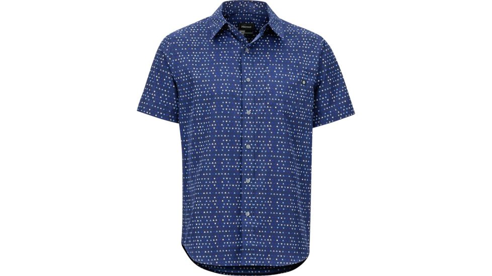 Marmot Lykken Short Sleeve Shirt - Mens, Arctic Navy Angles, Small, 44060-8279-S
