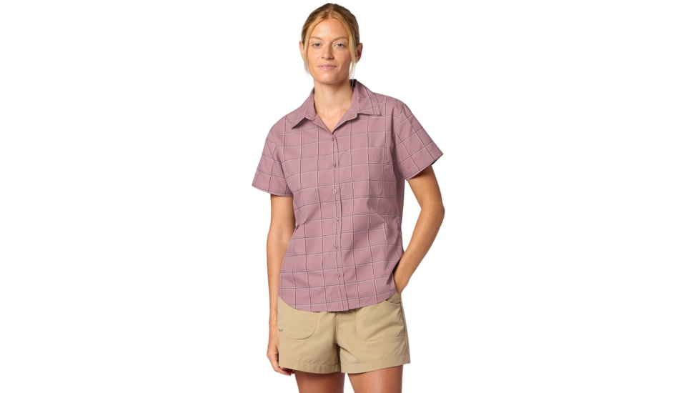 Marmot AirExchange UPF 40 Novelty Short Sleeve Shirt -Women's, Light Mauve Off The Grid Plaid, Small, 195115384364