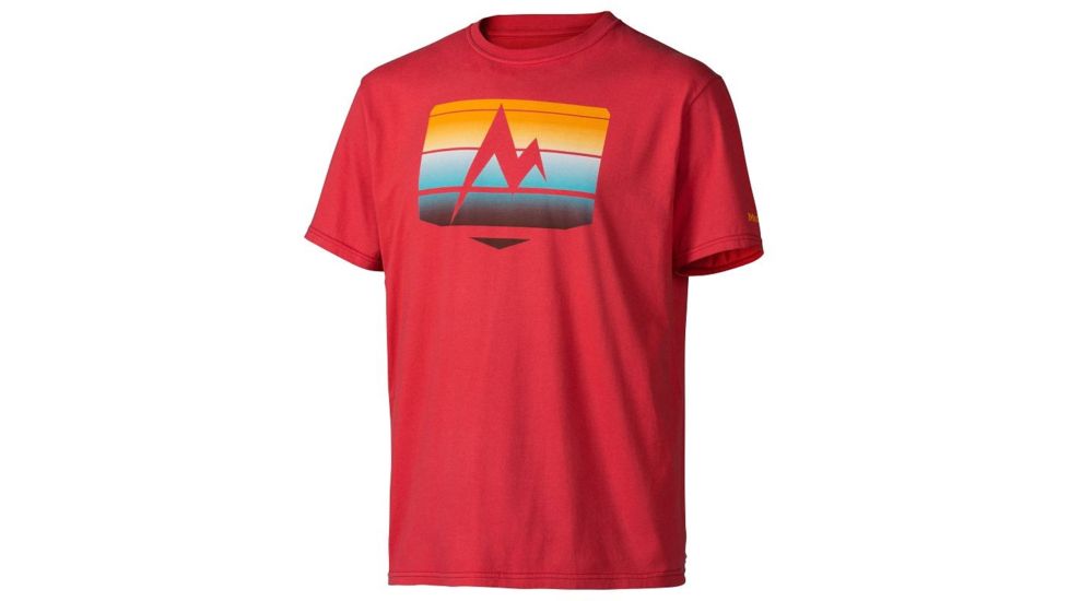 Marmot Mens Sunrise Stripe Tee Short Sleeve, Cardinal, S, 51650-6130-Cardinal-S