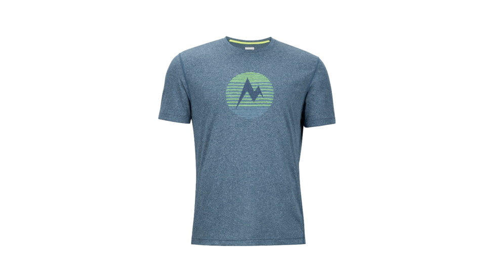 Marmot Mens Transporter Tee Short Sleeve, Briny Blue Heather, M, 54880-3812-M