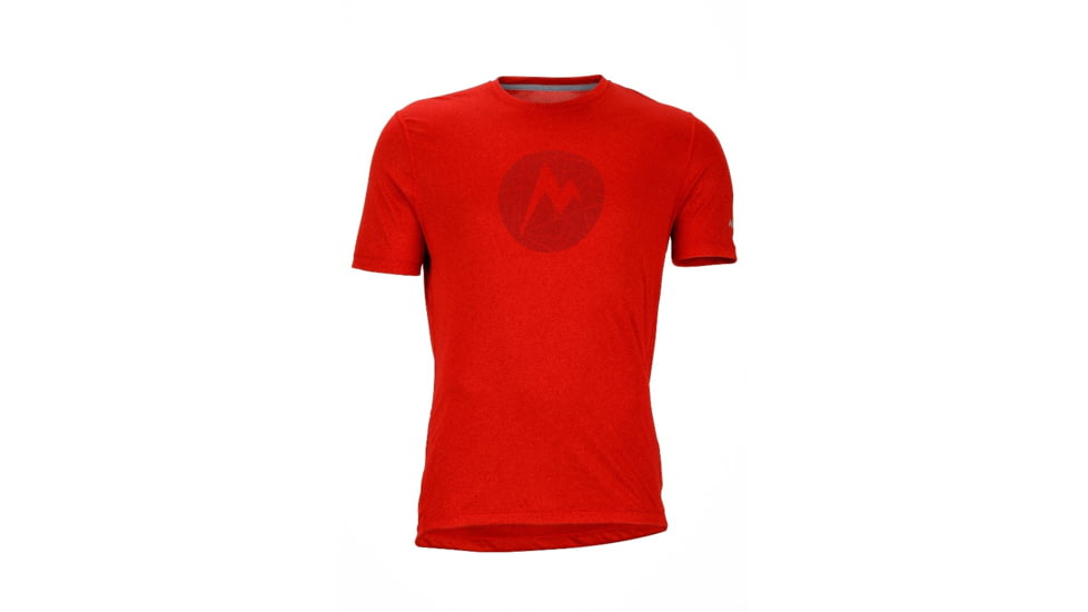 Marmot Mens Transporter Tee Short Sleeve, Mars Orange Heather, M, 53140-8282-M
