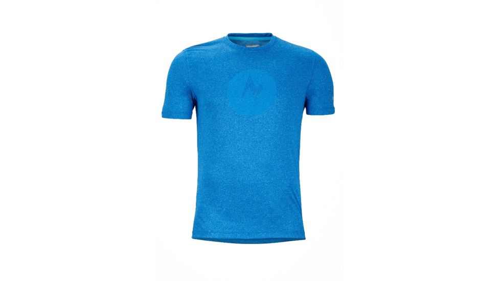 Marmot Mens Transporter Tee Short Sleeve, True Blue Heather, M, 53140-8737-M