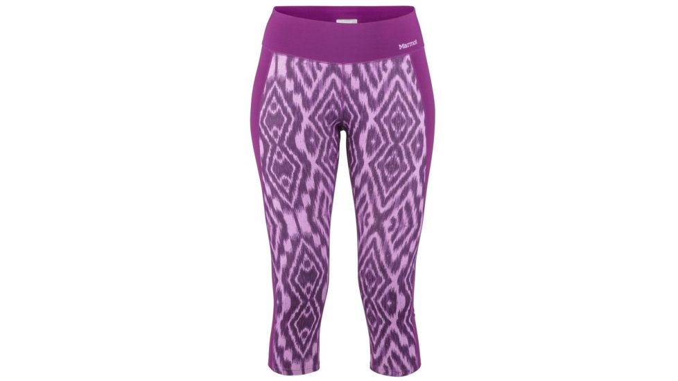 Marmot Midweight Meghan Capri - Womens, Grape Textured Ikat, Large, 13180-8627-L