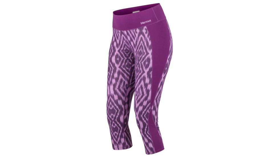 Marmot Midweight Meghan Capri - Womens, Grape Textured Ikat, Large, 13180-8627-L