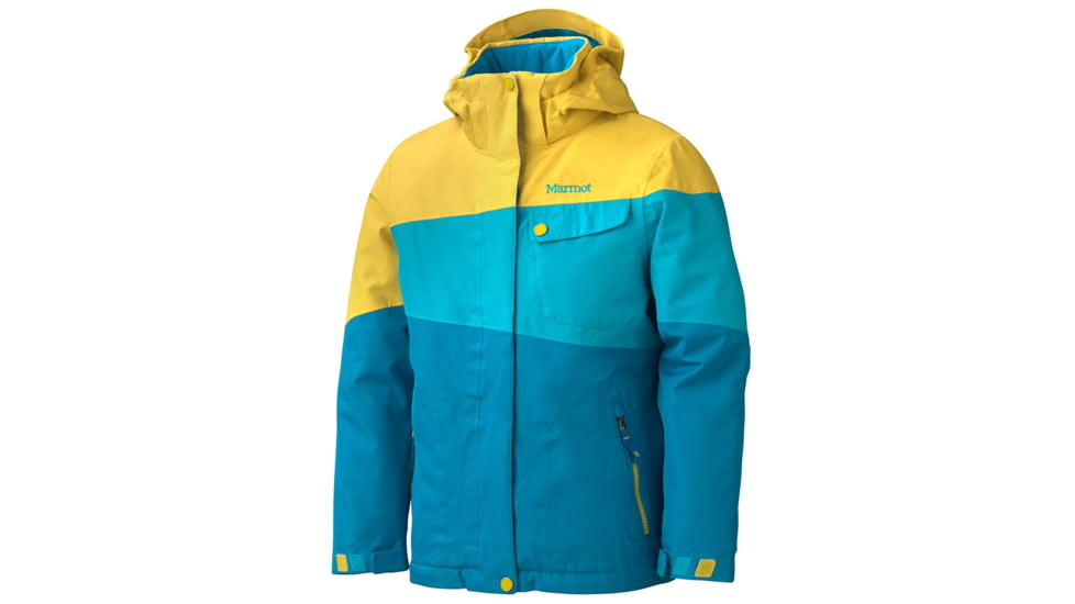 Marmot Moonstruck Jacket - Girl's-Aqua Blue / Yellow Vapor-Medium