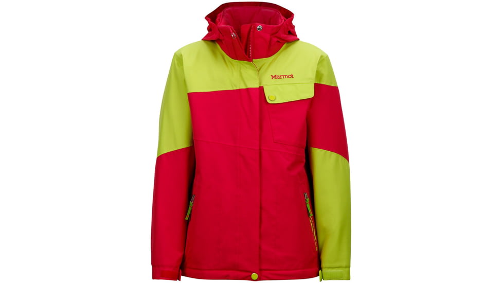 Marmot Moonstruck Jacket - Girl's-Pink Rock/Bright Green-Medium