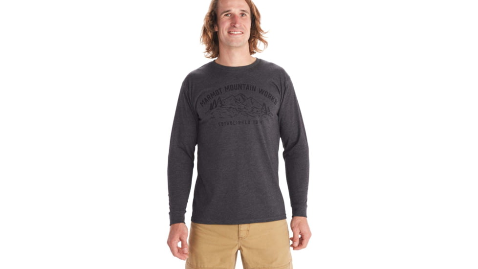 Marmot Mountain Works Tee Long Sleeve - Mens, Charcoal Heather, Large, M13274-1204-L