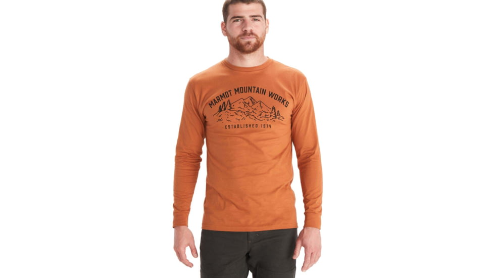 Marmot Mountain Works Tee Long Sleeve - Mens, Copper, Large, M13274-7160-L