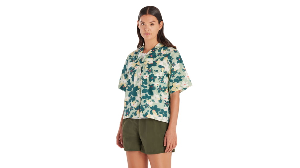 Marmot Muir Camp Novelty Short Sleeve - Womens, Frosty Green Pollinate, Medium, M15348-23311-M