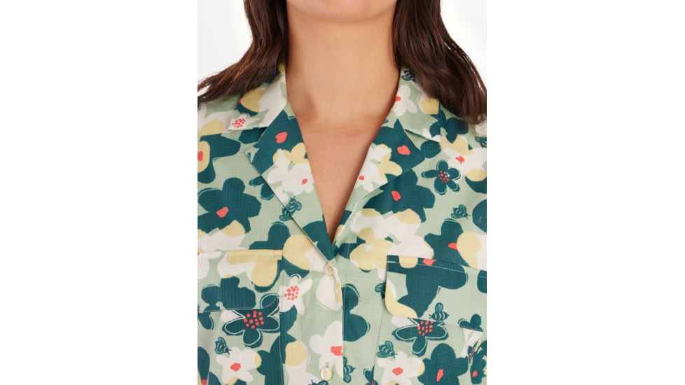 Marmot Muir Camp Novelty Short Sleeve - Womens, Frosty Green Pollinate, Medium, M15348-23311-M