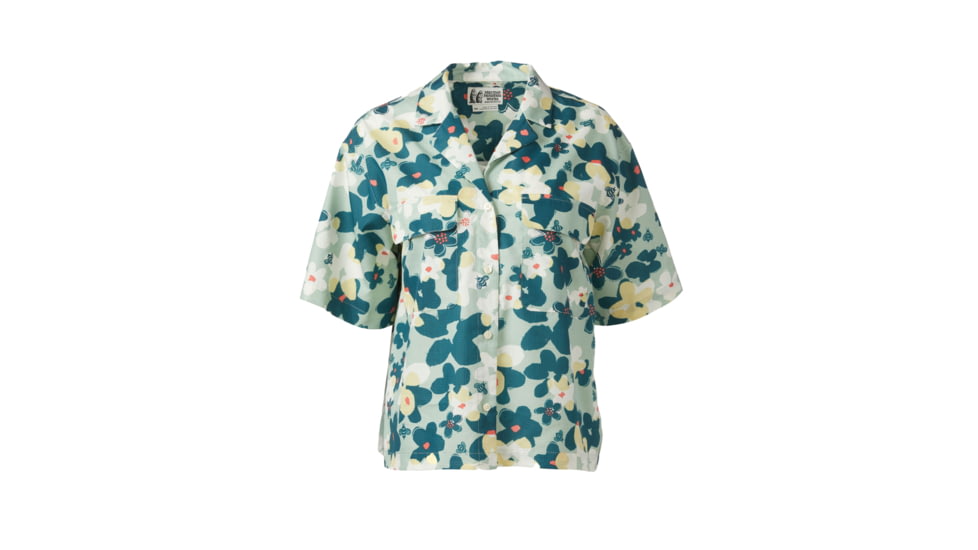 Marmot Muir Camp Novelty Short Sleeve - Womens, Frosty Green Pollinate, Medium, M15348-23311-M