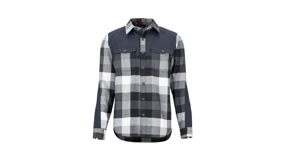 Marmot Needle Peak Mid Wt Flannel LS - Mens, Black/Dark Steel, Medium, 42630-1121-M