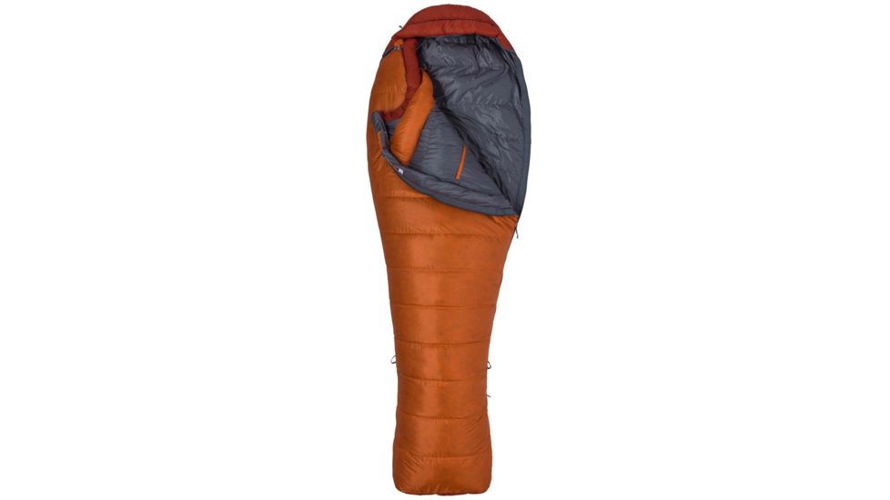 Marmot Never Summer Sleeping Bag, Tangelo/Auburn, Reg 6ft0in/Left Zip, 29920-9911-LZ