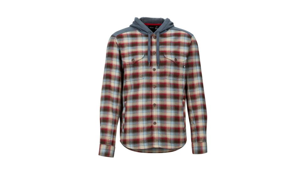 Marmot Oheny Heavy Wt Flannel Hoody - Mens, Brick/Steel Onyx, Medium, 42580-6911-M