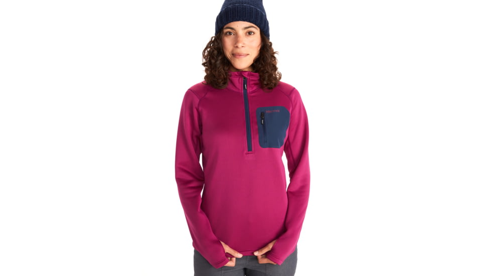 Marmot Olden Polartec 1/2 zip - Womens, Wild Rose/Arctic Navy, Small, 13300-5997-S