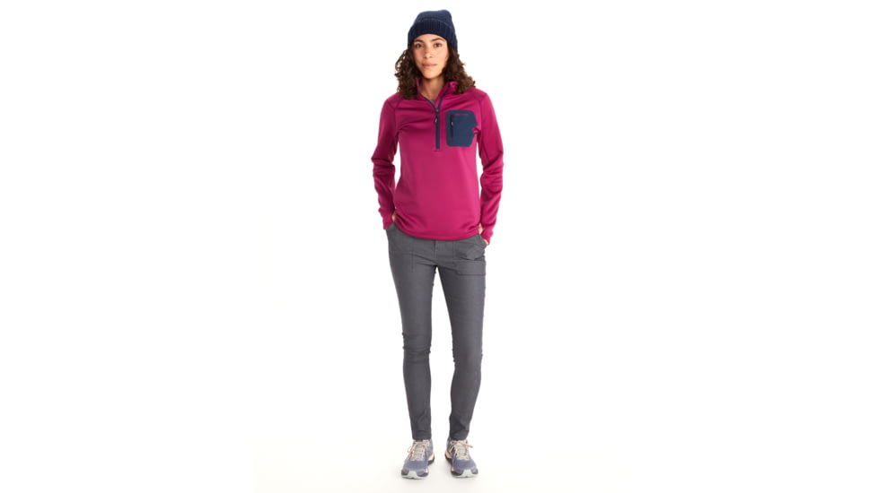 Marmot Olden Polartec 1/2 zip - Womens, Wild Rose/Arctic Navy, Small, 13300-5997-S