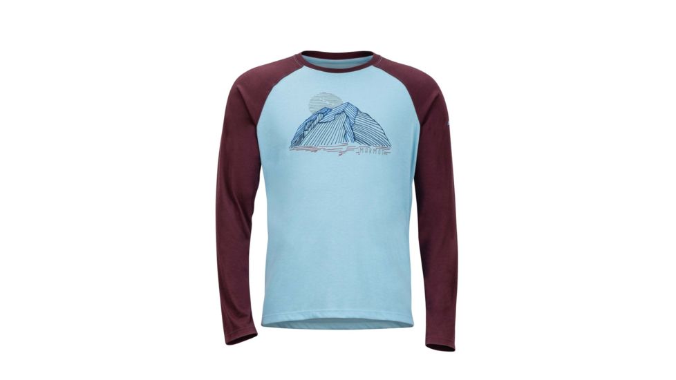 Marmot Owens Long Sleeve T-Shirt - Men's, Sky High/Burgundy, Extra Large, 43790-3642-XL