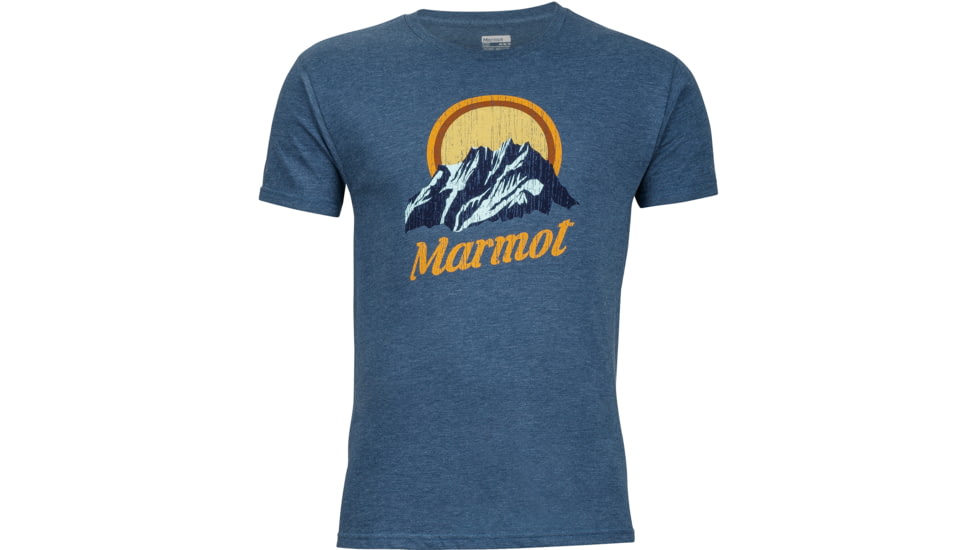 Marmot Pikes Peak Short Sleeve Tee - Men's-Navy Heather-Small
