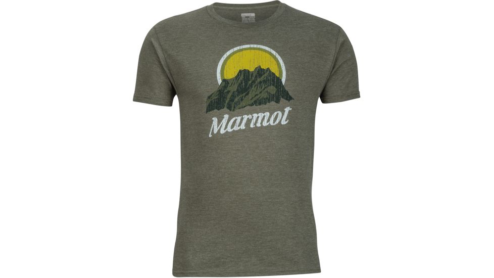 Marmot Pikes Peak Short Sleeve Tee - Men's-Olive Heather-Small