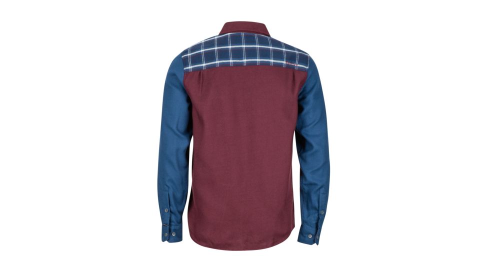 Marmot Pinyon Heavyweight Flannel Long Sleeve Shirt - Mens, Burgundy/Denim, Medium, 42920-5593-M