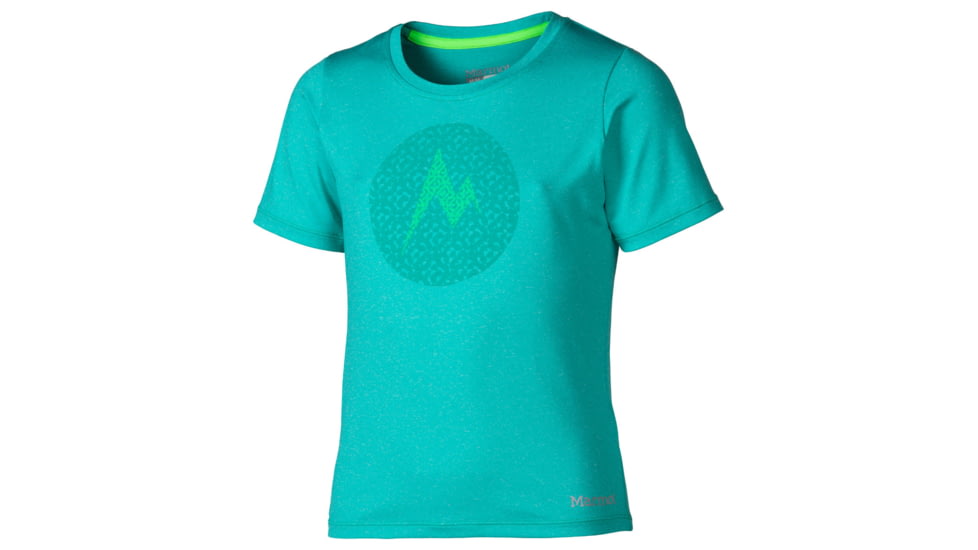 Marmot Post Time Short Sleeve Tee - Girl's -Small-Gem Green Heather