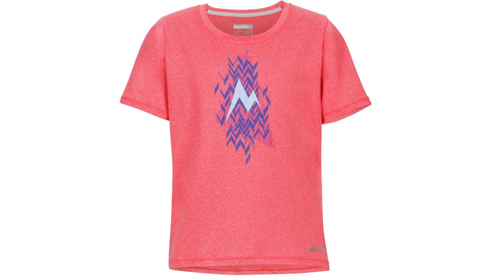 Marmot Post Time Short Sleeve Tee - Girl's -Medium-Bright Pink Heather