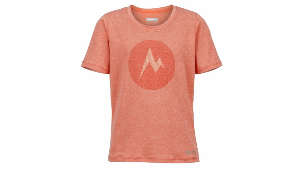 Marmot Post Time Short Sleeve Tee - Girl's -Large-Emberglow Heather