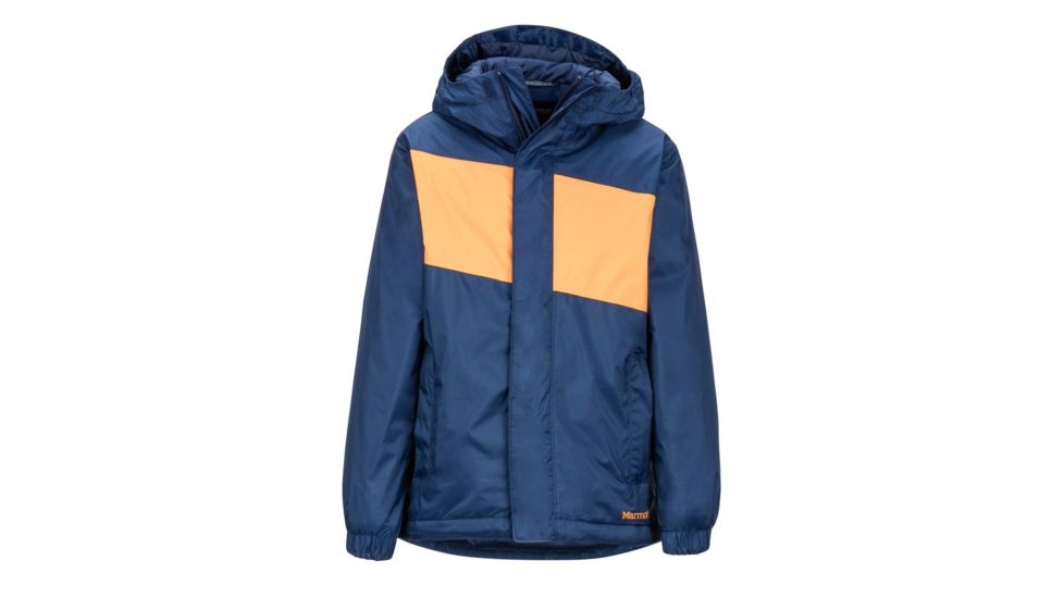 Marmot PreCip Eco Insulate Jacket - Boy's, Medium, Arctic Navy/Ember, 46060-4947-M