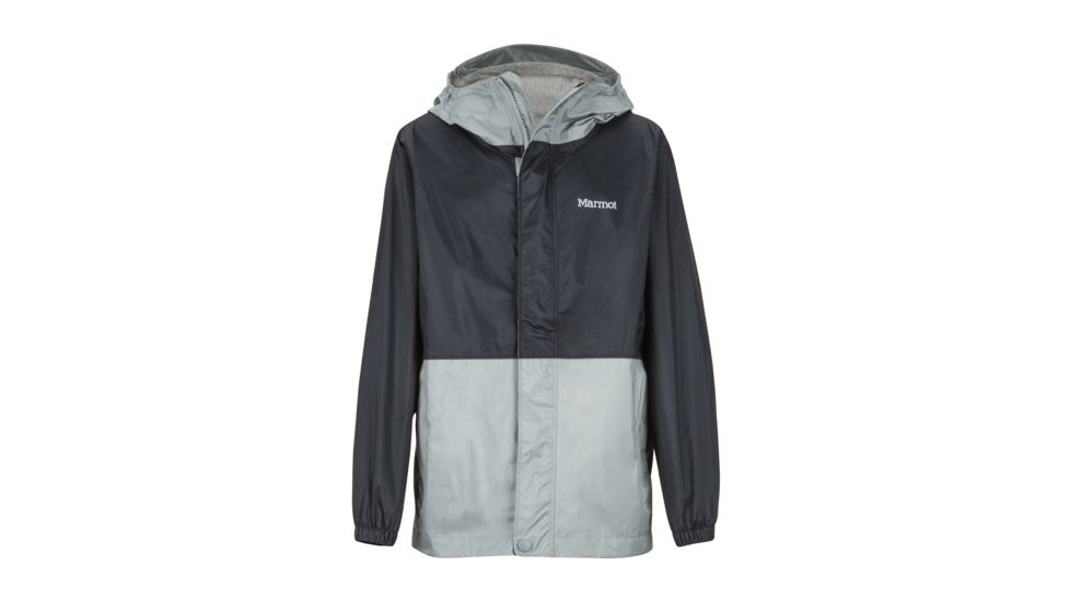 Marmot PreCip Eco Jacket - Boys, Black/Grey Storm, Extra Large, 41000-1792-XL