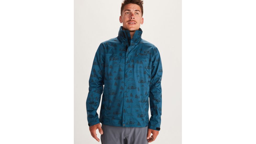 Marmot PreCip Eco Print Jacket - Mens, Camping Print, Medium, 41140-8297-M