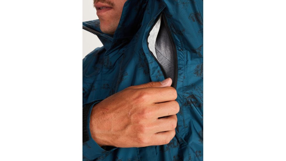 Marmot PreCip Eco Print Jacket - Mens, Camping Print, Medium, 41140-8297-M