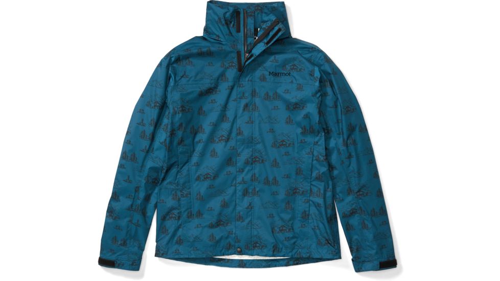 Marmot PreCip Eco Print Jacket - Mens, Camping Print, Medium, 41140-8297-M