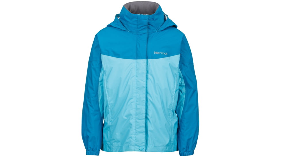 Marmot Precip Jacket - Girl's-Light Aqua/Aqua Blue-Large