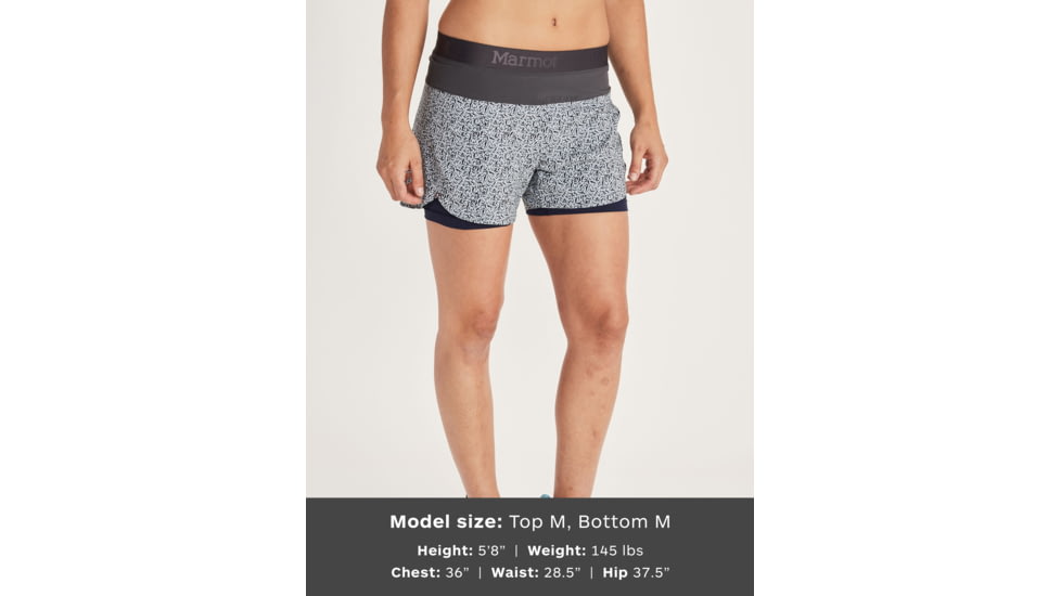 Marmot Pulse Shorts - Womens, Bright Steel Micro Confetti/Dark Steel, Small, 46430-9575-S