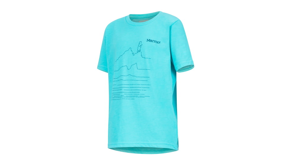 Marmot Purview Tee Short Sleeve - Boys, Tahiti Blue Heather, Extra Large, 42820-1902-XL