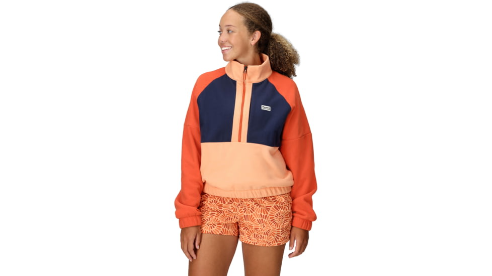 Marmot Retro Rocklin 1/2 Zip - Women's, Fresh Apricot/Arctic Navy/Gnger Blossom, XL, M14615-24405XL