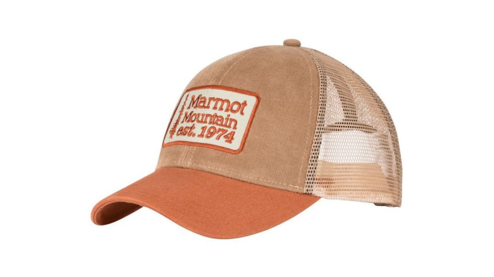 Marmot Retro Trucker Hat - Mens, Desert Khaki Corduroy/Terracotta Corduroy, 16410-7331-ONE