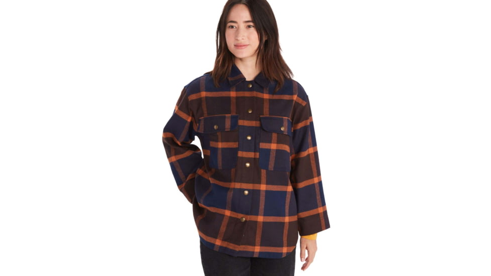 Marmot Ridgefield Heavyweight Flannel Overshirt - Womens, Arctic Navy, Extra Small, M13282-2975-XS