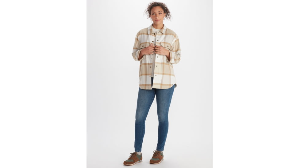 Marmot Ridgefield Heavyweight Flannel Overshirt - Womens, Papyrus, Small, M13282-7395-S