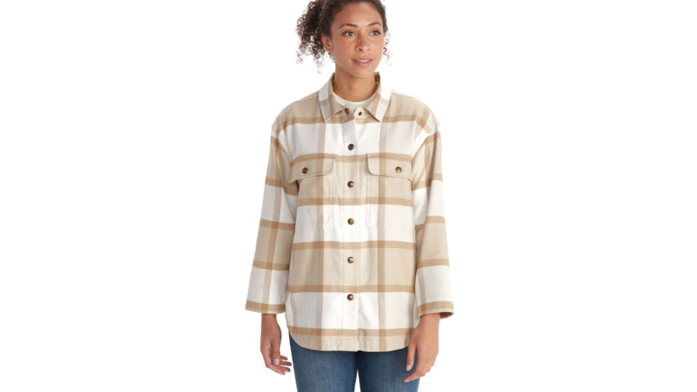 Marmot Ridgefield Heavyweight Flannel Overshirt - Womens, Papyrus, Small, M13282-7395-S