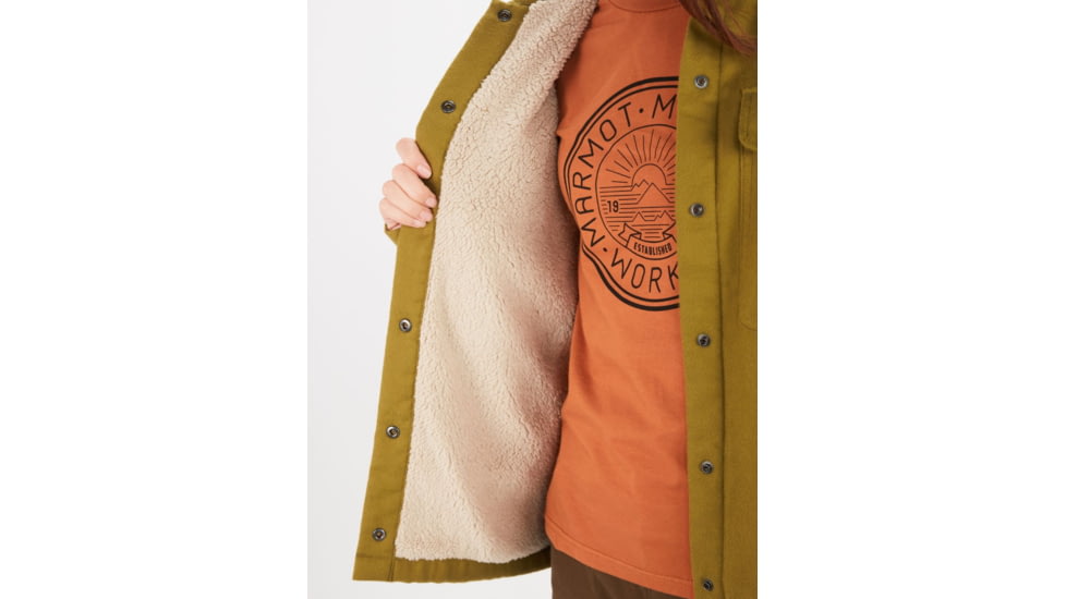 Marmot Ridgefield Heavyweight Sherpa Lined Flannel - Womens, Military Green, Medium, M10512-4050-M
