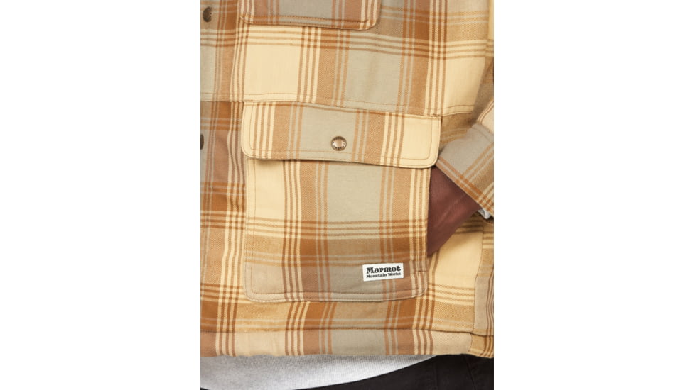 Marmot Ridgefield Sherpa Flannel Shirt Jacket - Mens, Light Oak, Large, M14654-22264-L