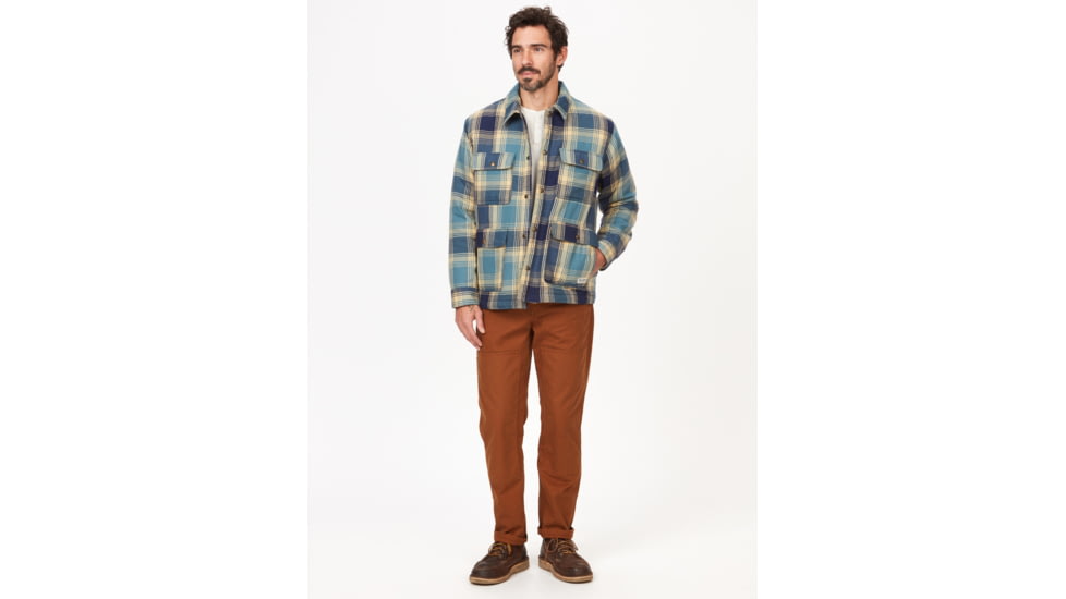 Marmot Ridgefield Sherpa Flannel Shirt Jacket - Mens, Moon River, Medium, M14654-1904-M