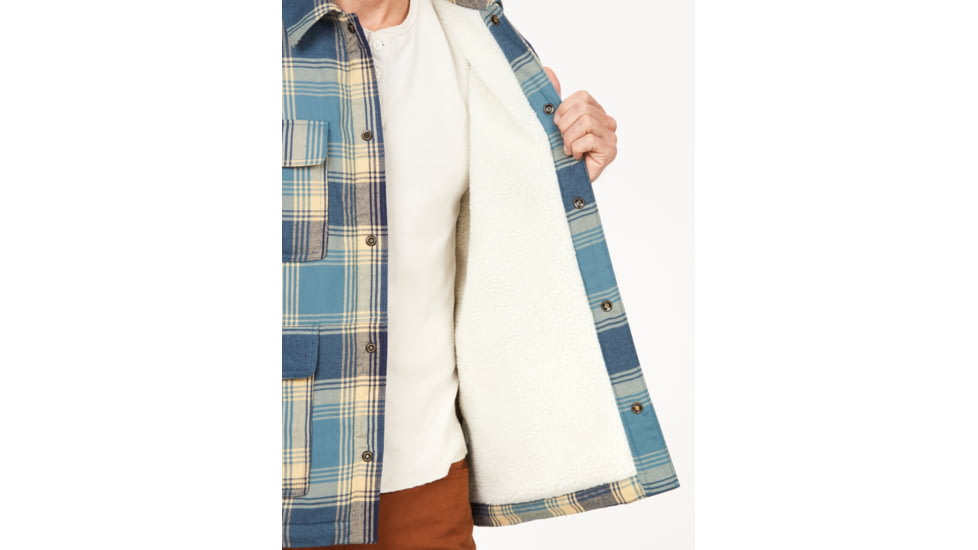Marmot Ridgefield Sherpa Flannel Shirt Jacket - Mens, Moon River, Medium, M14654-1904-M
